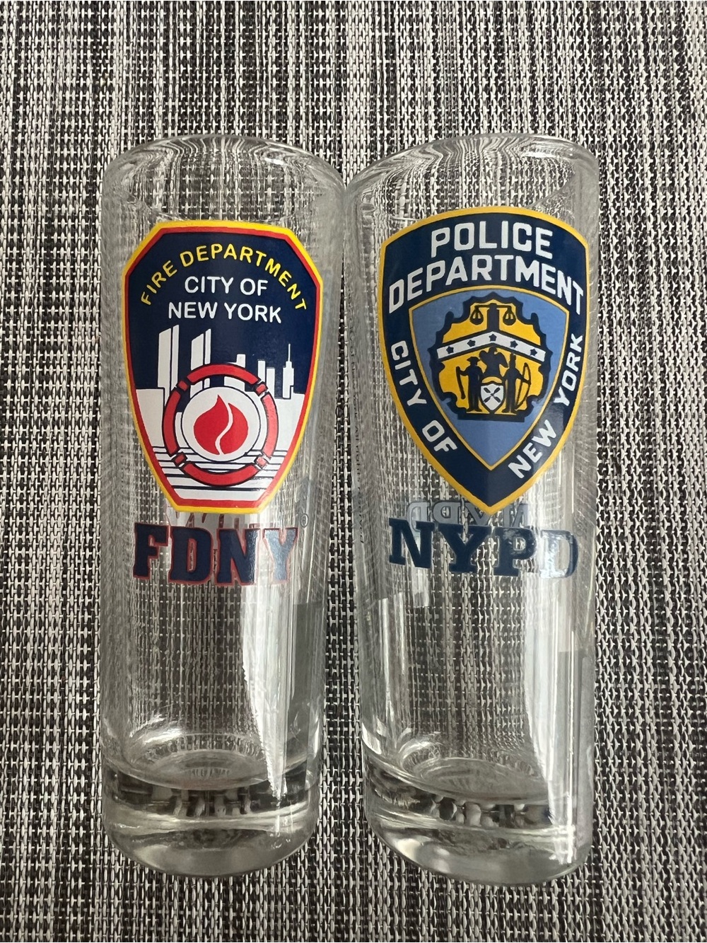 Official NYPD/NYFD shot glasses